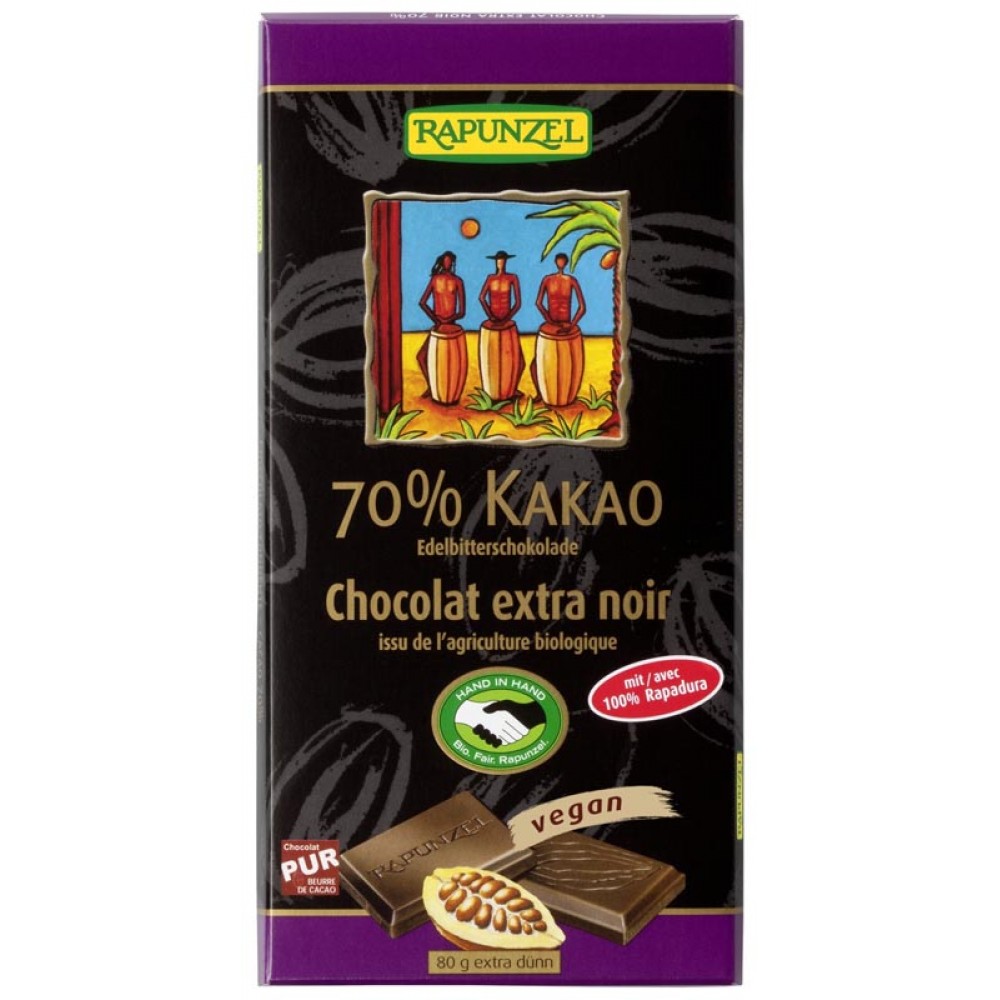 Ciocolata amaruie 70% cacao, vegana